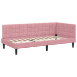 Corner Bed Frame with Headboard Pink 90 x 200 cm Velvet 42016431