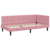 Corner Bed Frame with Headboard Pink 100 x 200 cm Velvet 42016441