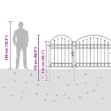 Garden Fence Gate with Arched Top Grey 4 x 1.25 m Steel 42008954