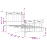 Metal Bed Frame without Mattress with Footboard White 75x190cm 373748