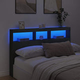 Headboard Cabinet with LED Black 160x17x102 cm 839204