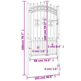 ZNTS Fence Gate with Spear Top Black 103x200 cm Powder-coated Steel 151092