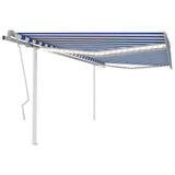 Manual Retractable Awning with LED 4x3.5 m Blue and White 3070021