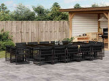 15 Piece Garden Dining Set with Cushions Black Poly Rattan 3211771