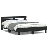 ZNTS Bed Frame with LED without Mattress Black 140x200 cm 3207547