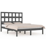 Bed Frame Grey Solid pinewood 200x200 cm Decorative Inlays 3104500