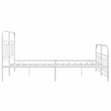 Metal Bed Frame without Mattress with Footboard White 140x200cm 377185