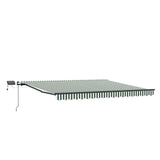 Retractable Awning Green and white 450 x 300 cm Fabric 3331072