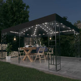 Gazebo with Double Roof&LED String Lights 3x4m Anthracite 3070299
