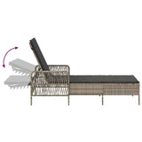 Sun Lounger 2-person 3 pcs Light Grey and Dark Grey Poly Rattan 365437