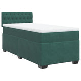 Box Spring Bed with Mattress Dark Green 90x200 cm Velvet 3286219