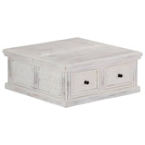 Coffee Table White Solid Mango Wood 70 cm x 70 cm x 30 cm 249872