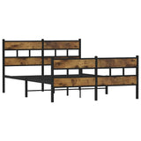 Metal Bed Frame without Mattress Smoked Oak 135x190 cm Double 4017070