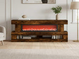 Electric Fireplace Smoked Oak 150 x 21 x 77 cm Engineered wood 8020836