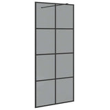 Walk-in Shower Wall Black 90 x 195 cm Tempered Glass 42022048