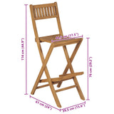 43806 Folding Outdoor Bar Stools 2 pcs Solid Teak Wood