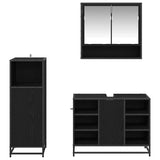 Bathroom Furniture Set 3 pcs Black Oak Engineered Wood 3402467