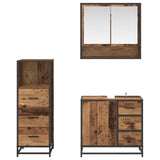 Bathroom Furniture Set with Door 3 pcs Old Wood Engineered Wood 3402332