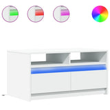 Coffee Table with LED Lights White Engineered Wood 851991