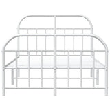 Bed Frame White Powder-Coated Steel Double Bed Frame 353700