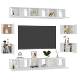 10 Piece TV Cabinet Set White Engineered Wood 3074458