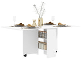 Folding Dining Table, Drop Leaf Table with 2-Tier Shelves, Rolling Casters, for Small Spaces, T3398P344134