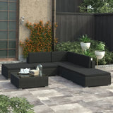 6 Piece Garden Lounge Set with Cushions Poly Rattan Black 46746