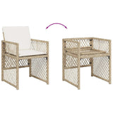 9 Piece Garden Dining Set with Cushions Beige Poly Rattan 3210778