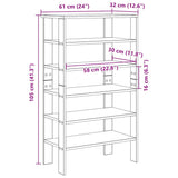 Shoe Rack Concrete Oak 61x32x105 cm Engineered Wood 859863