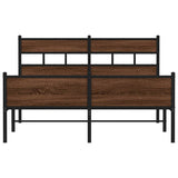 Bed Frame without Mattress Brown Oak 150x200 cm King Size Engineered Wood 4017346