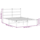 Metal Bed Frame without Mattress with Headboard White 135x190cm 355413