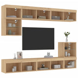 8 Piece TV Wall Units with LED Sonoma Oak Engineered Wood 3216670