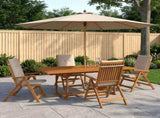 Outdoor Dining Set with Parasol 6 pcs Cream White 3438534