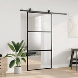 Sliding Door with Hardware Set Black 102.5x205 cm Tempered Glass 3375879