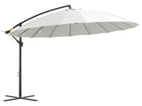 3 Cantilever Umbrella 18 Ribs & Vents Adjustable Angle for Patio Cream White T3398P322084