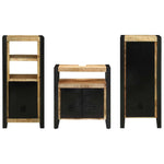 Bathroom Furniture Set with Shelf 3 pcs Brown Solid Mango Wood 3305632