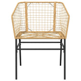 7 Piece Garden Dining Set Brown Poly Rattan Glass 3334595