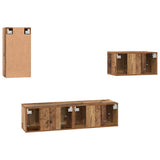 TV Cabinet Set with Drawer 4 pcs Old Wood Engineered Wood 3393297