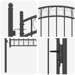 Fence Gate with Lock Grey 150 x 100 cm Powder-coated steel 42008974