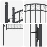 Fence Gate EMMEN 150 x 100 cm Powder-coated steel Grey Lockable 42008974