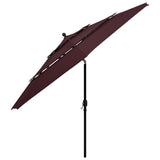 3-Tier Garden Parasol with Aluminium Pole Bordeaux Red 3.5 m 313880