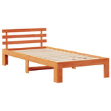 Bed Frame with Headboard Wax Brown 90 x 190 cm Solid Pine Wood 872634