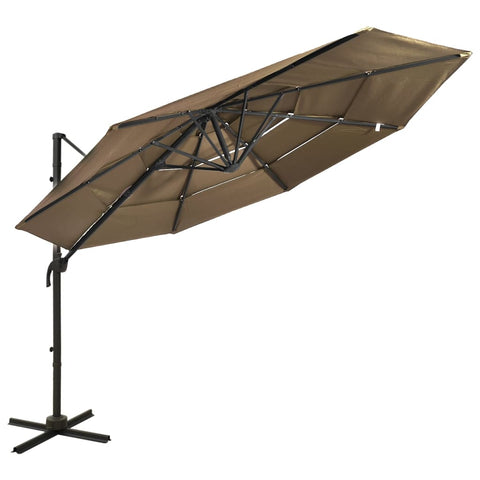 4-Tier Garden Parasol with Aluminium Pole Taupe 3x3 m 313831