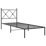 Metal Bed Frame without Mattress with Headboard Black 75x190cm 376492