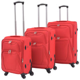3 Piece Soft Case Trolley Set Red 91316