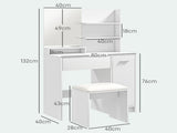 Dressing Table and Stool Set, with Storage - White T3398P341397