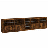 Sideboard with LED Lights Smoked Oak 283x37x67 cm 3209027