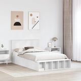 Bed Frame with Shelf Manual White 135 x 190 cm Engineered Wood 3408375