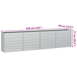 Garden Raised Bed 320x40x77 cm Galvanized Steel Silver 316891