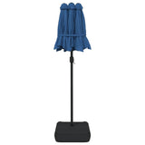 Double-Head Garden Parasol with LEDs Azure Blue 316x145 cm 362976